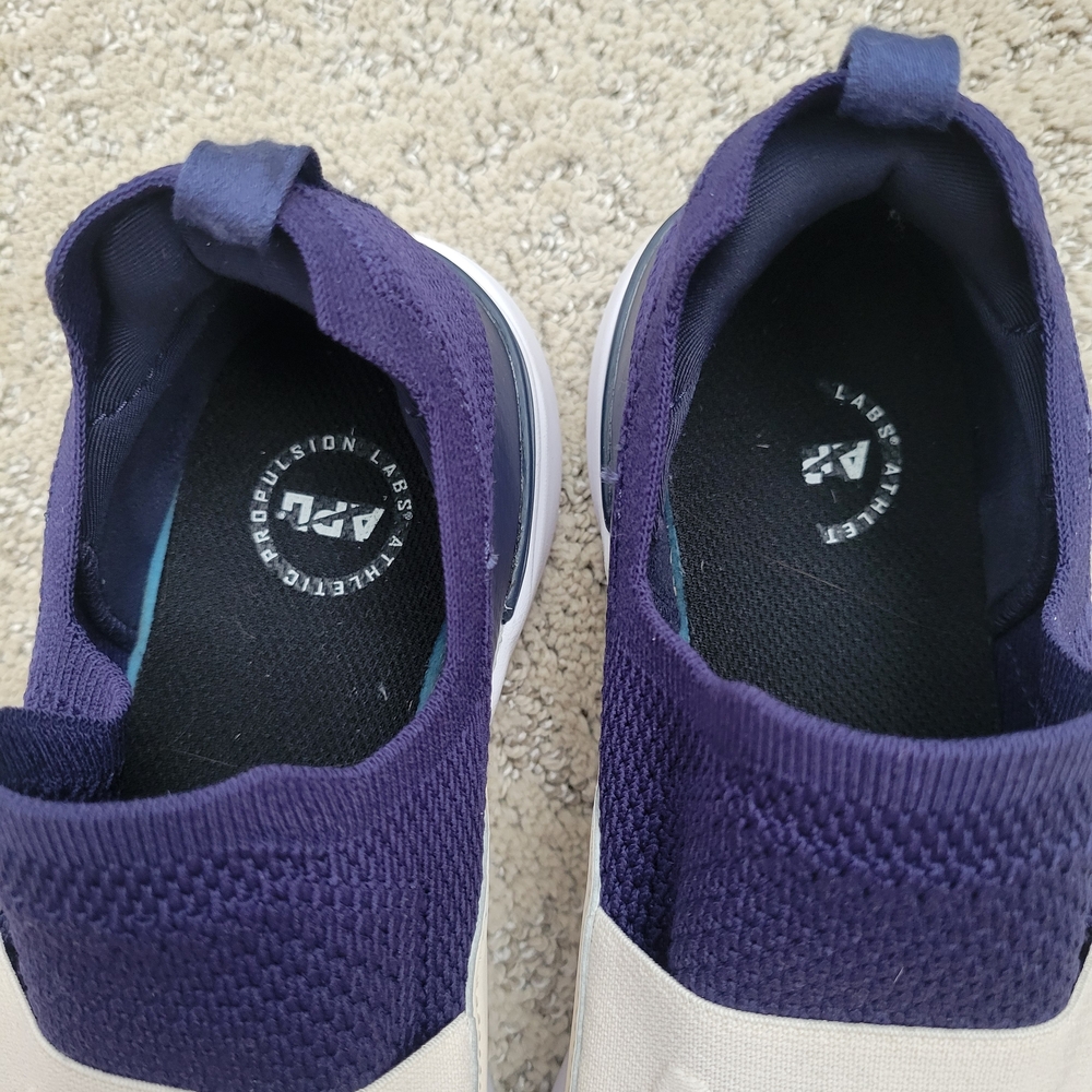 APL Women's Slip-On Athletic Sneakers in White, Navy & Beige - Picture 4 of 6